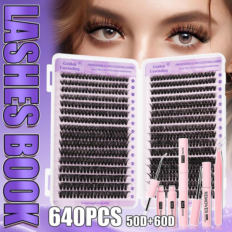 High-Capacity False Eyelashes in Various Styles, D-Curved Design, Easy DIY Personal False Eyelashes, Including Adhesives and Sealants, as Well as Tools for Attaching the False Eyelashes. DIY False Eyelash Extension Kit, Suitable for Daily Use, Parties