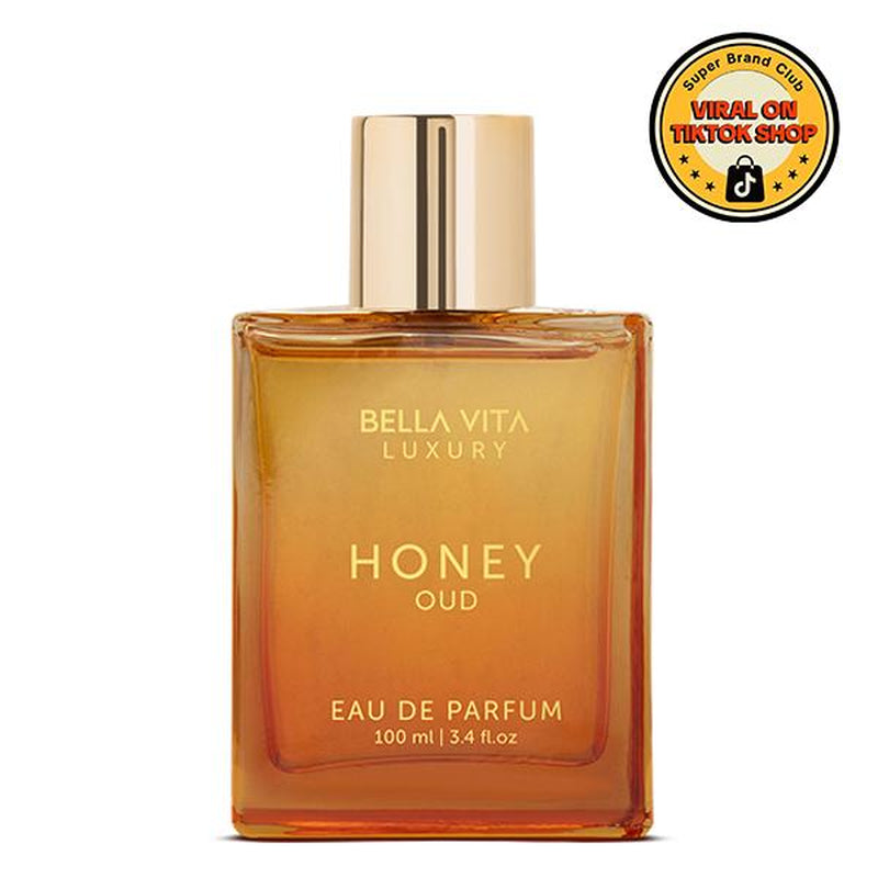 Bella Vita Luxury Honey Oud Eau de Parfum 100ml | Floral & Spicy Fragrance with Patchouli, Vanilla, and Bergamot | Crafted with Clean Vegan Essential Oils | Cruelty-Free Perfume