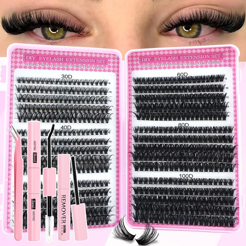 High-Capacity False Eyelashes in Various Styles, D-Curved Design, Easy DIY Personal False Eyelashes, Including Adhesives and Sealants, as Well as Tools for Attaching the False Eyelashes. DIY False Eyelash Extension Kit, Suitable for Daily Use, Parties