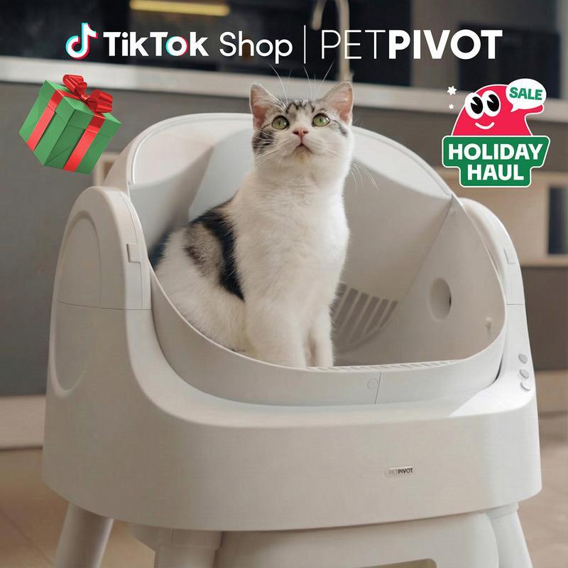 Petpivot Autoscooper 11 Open-Top Self-Cleaning Cat Litter Box，Odor-Free Waste Disposal Includes Trash Bags
