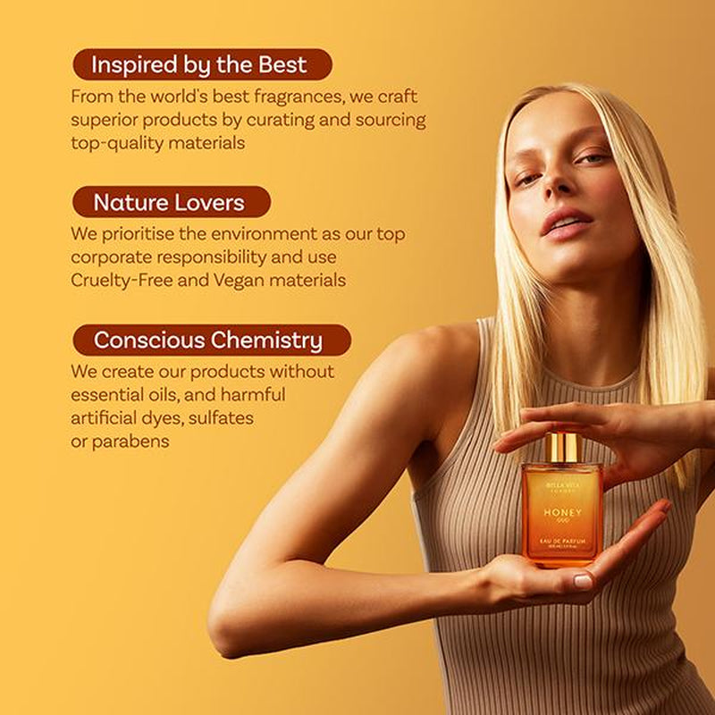 Bella Vita Luxury Honey Oud Eau de Parfum 100ml | Floral & Spicy Fragrance with Patchouli, Vanilla, and Bergamot | Crafted with Clean Vegan Essential Oils | Cruelty-Free Perfume